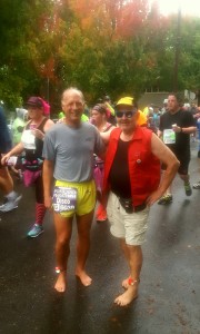 Barefoot Todd and Barefoot Jon during Portland Marathon 2016 October 9 Sunday